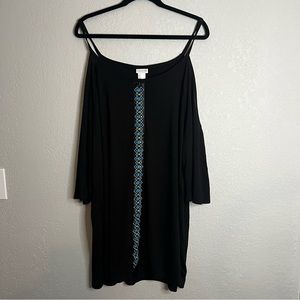 Dotti Jewel Tones Embroidered Cold Shoulder Tunic Cover-Up.